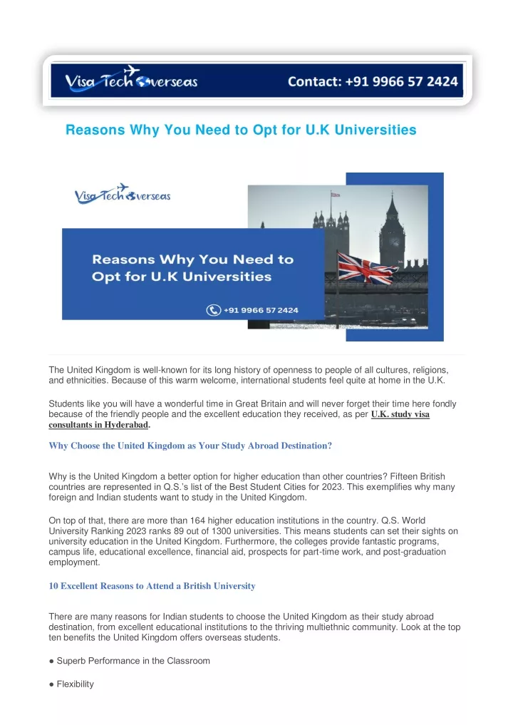 reasons why you need to opt for u k universities