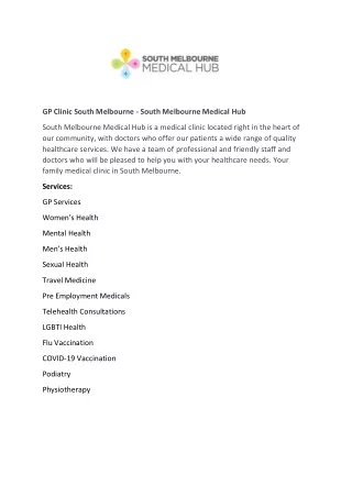 Mens Health Clinic Melbourne