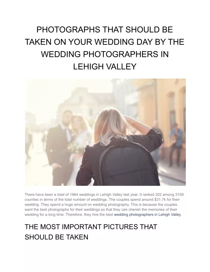 photographs that should be taken on your wedding