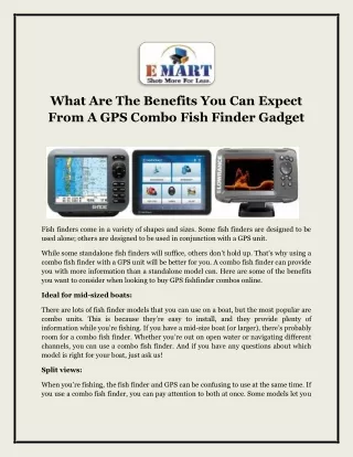What Are The Benefits You Can Expect From A GPS Combo Fish Finder Gadget