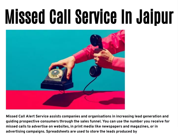 missed call service in jaipur
