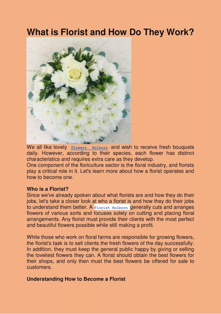 what is florist and how do they work