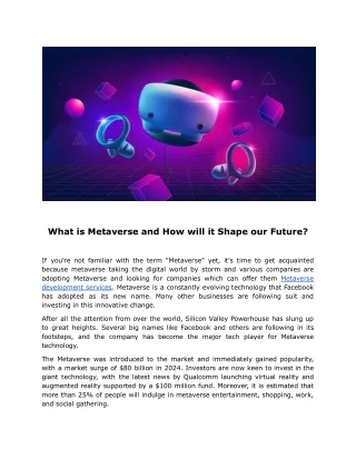 What is Metaverse and How will it Shape our Future_