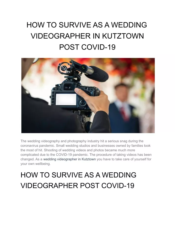 how to survive as a wedding videographer