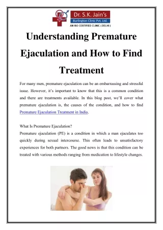 Premature Ejaculation Treatment in India Call-9870270621