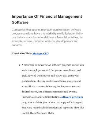 Importance Of Financial Management Software
