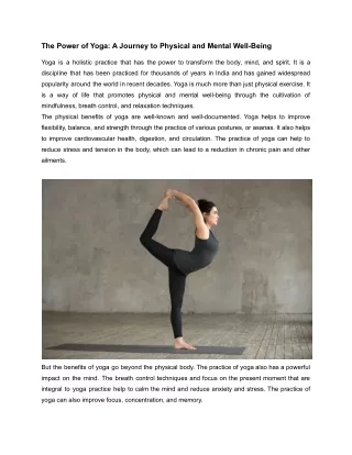 The Power of Yoga_ A Journey to Physical and Mental Well-Being