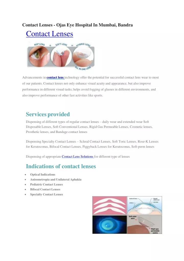 PPT Contact Lenses Ojas Eye Hospital In Mumbai, Bandra PowerPoint