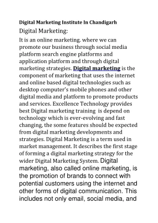 Digital Marketing Institute In Chandigarh