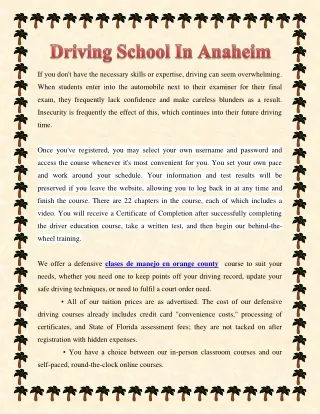 Driving School In Anaheim