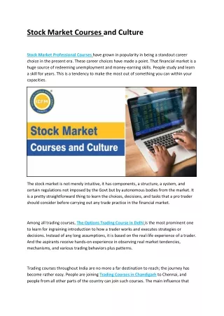 Stock Market Courses and Culture