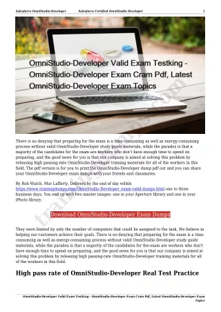 OmniStudio-Developer Valid Exam Testking - OmniStudio-Developer Exam Cram Pdf, Latest OmniStudio-Developer Exam Topics