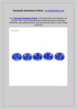Tanzanite Gemstone Online | chordiajewels.com