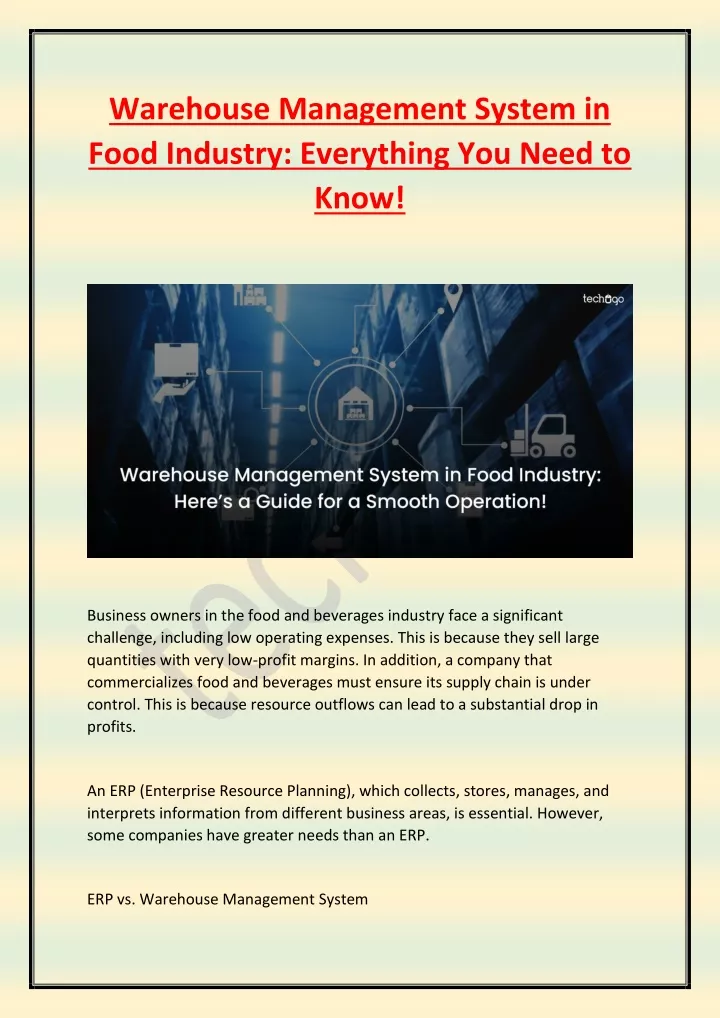 warehouse management system in food industry