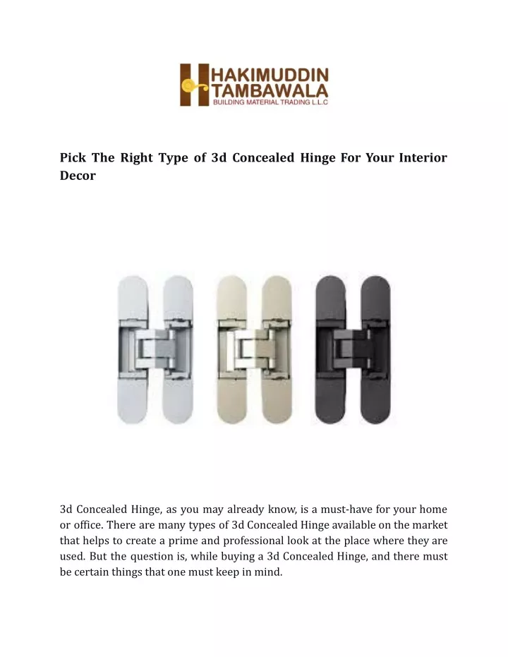 pick the right type of 3d concealed hinge