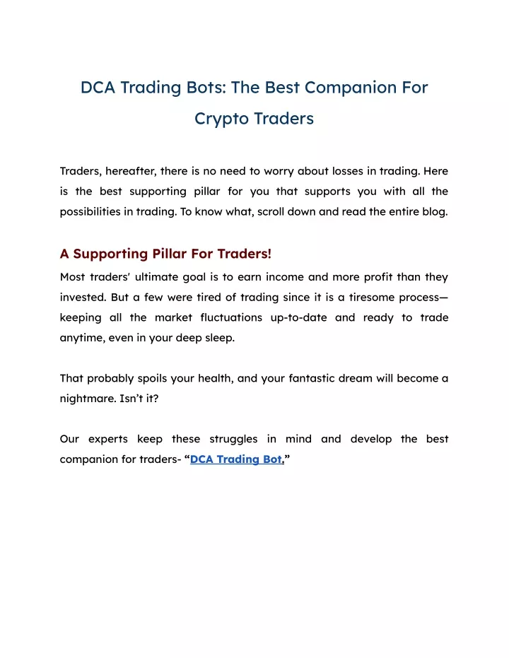 dca trading bots the best companion for