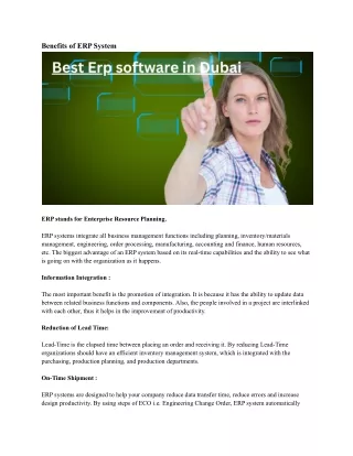 benefits of erp system