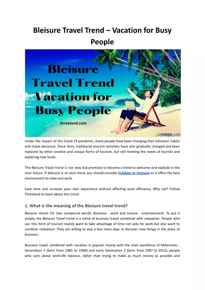 bleisure travel trend vacation for busy people