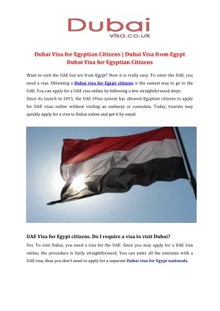 Dubai Visa for Egyptian Citizens | Dubai Visa from Egypt Dubai Visa for Egyptian