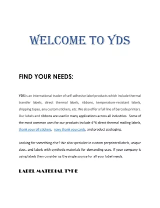 welcome to yds