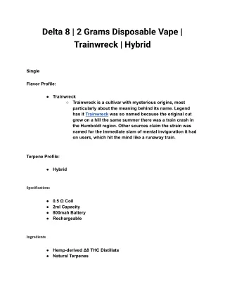 Delta 8 _ 2 Grams Disposable Vape _ Trainwreck _ Hybrid