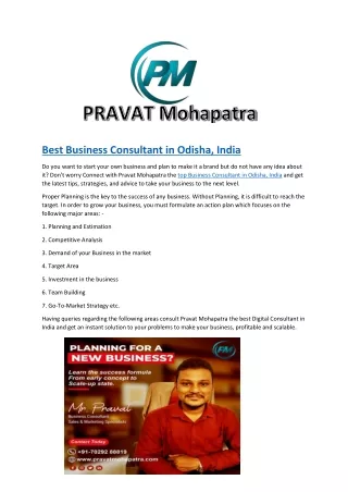 Best Business Consultant in Odisha , India - Pravat Mohapatra