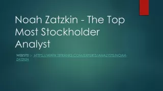 Noah Zatzkin - The Top Most Stockholder Analyst