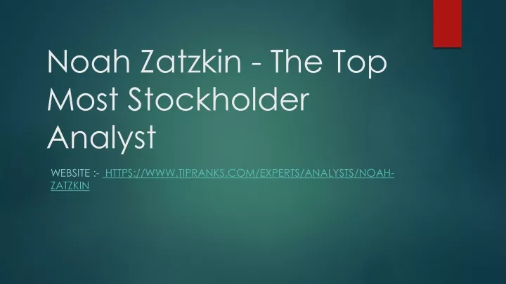 noah zatzkin the top most stockholder analyst