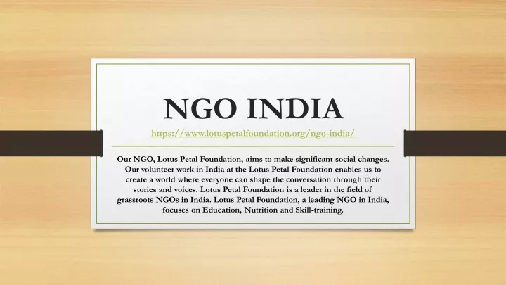 ngo india https www lotuspetalfoundation org ngo india