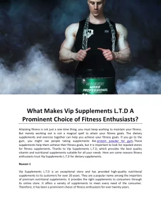 What Makes Vip Supplements L.T.D A Prominent Choice of Fitness Enthusiasts?