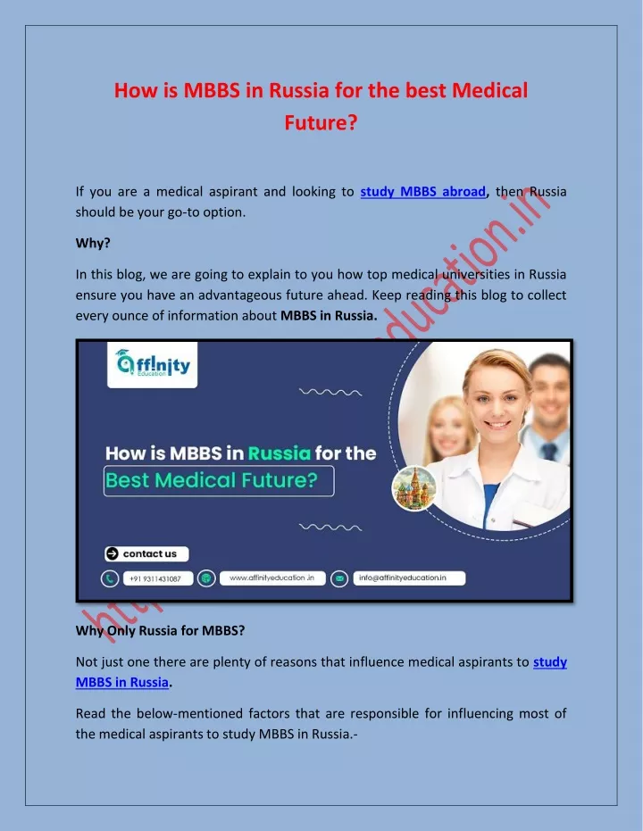 how is mbbs in russia for the best medical future