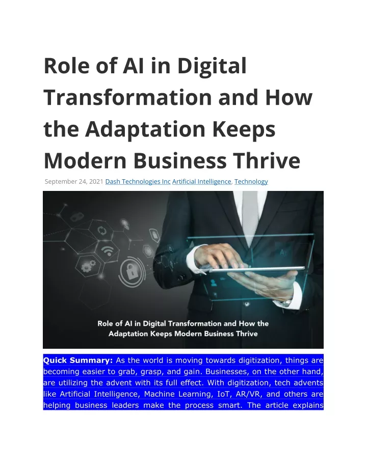 role of ai in digital transformation