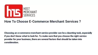 how to choose e commerce merchant services