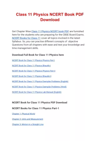 Class 11 Physics ncert book pdf download