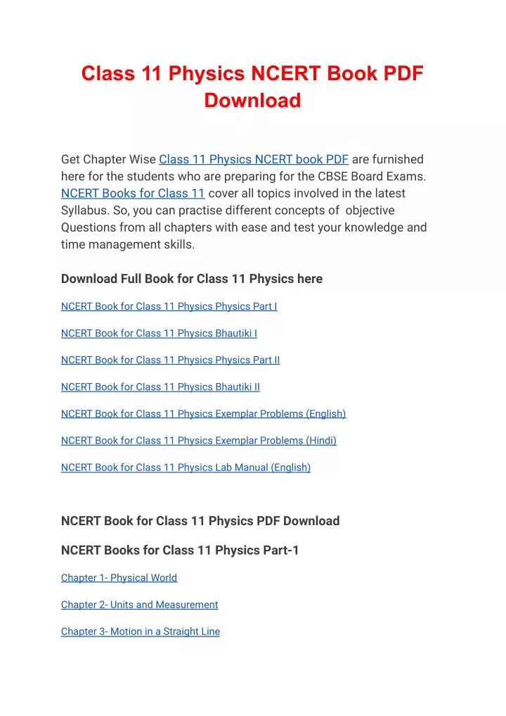 class 11 physics ncert book pdf download