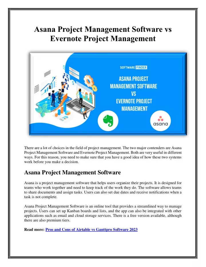 asana project management software vs evernote