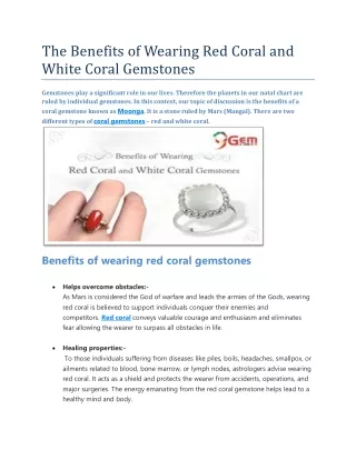 The Benefits of Wearing Red Coral and White Coral Gemstones