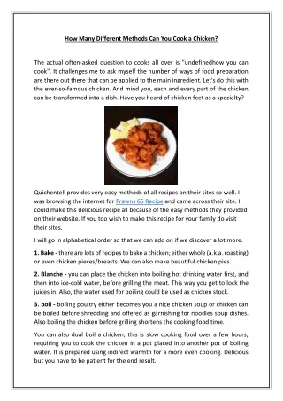 how many different methods can you cook a chicken