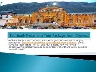 Badrinath Kedarnath Tour Package from Chennai