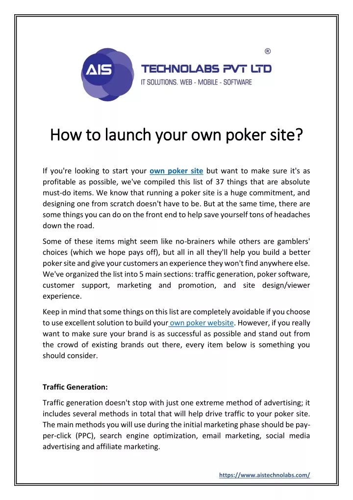 how to launch your own poker site how to launch