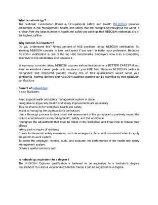 what is nebosh igc the national examination board