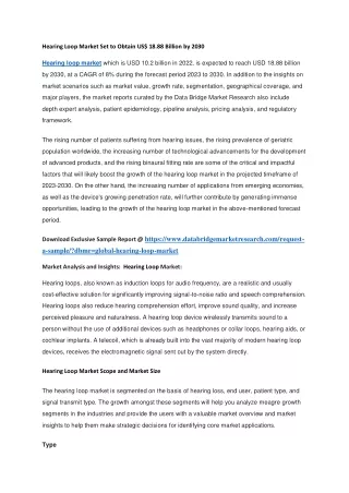 hearing loop market set to obtain