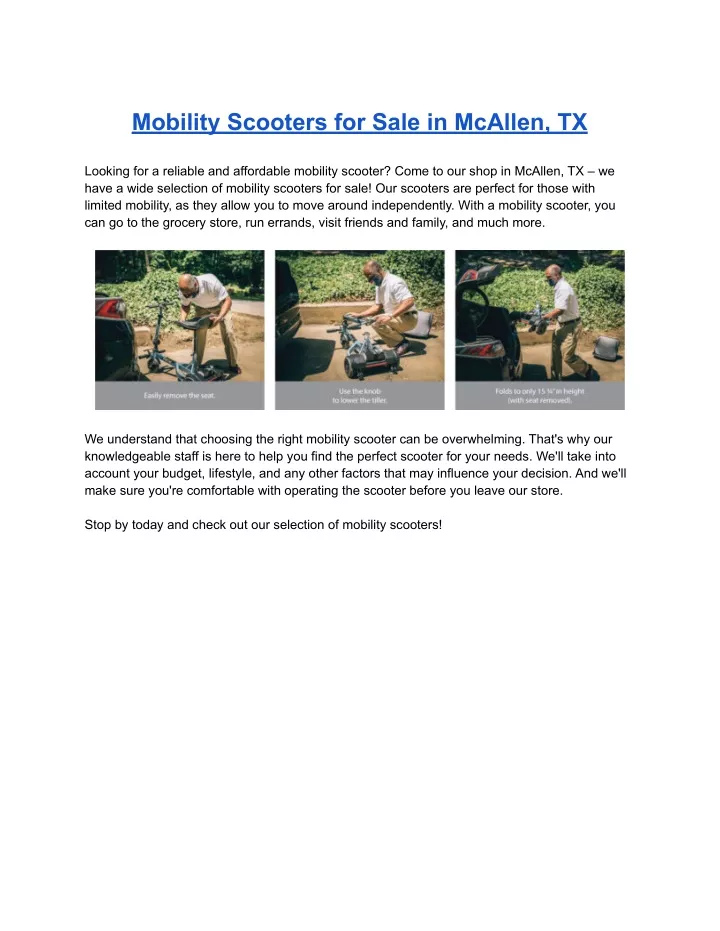 mobility scooters for sale in mcallen tx