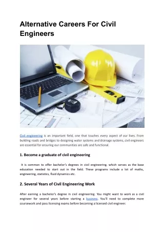 Alternative Careers For Civil Engineers