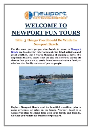 3 Things You Should Do While In Newport Beach