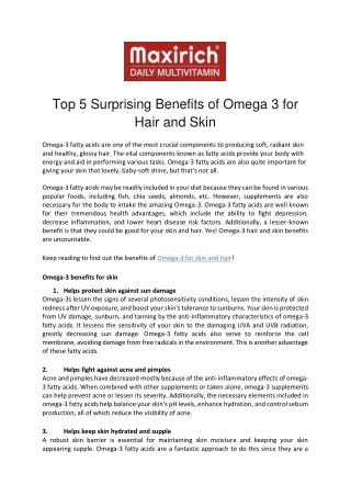 Top 5 Surprising Benefits of Omega 3 for Hair and Skin