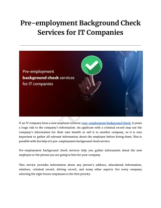 Pre-employment Background Check Services for IT Companies