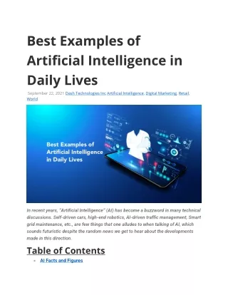 best examples of artificial intelligence in daily