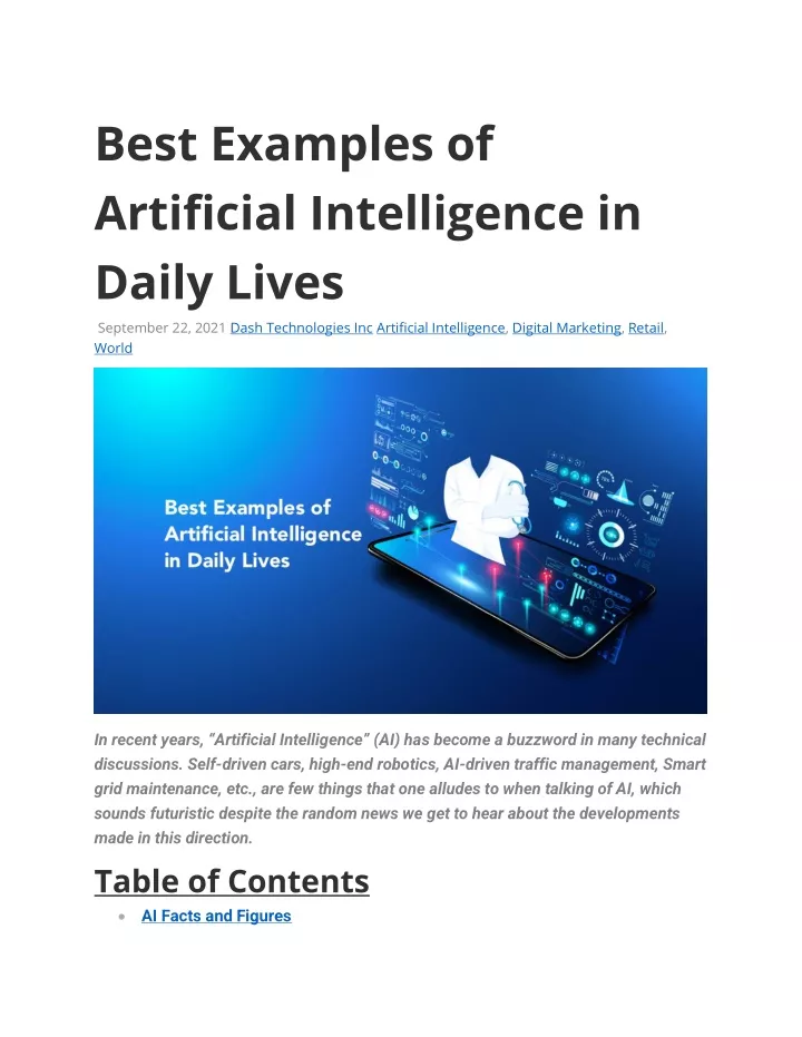 best examples of artificial intelligence in daily