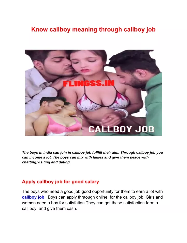 know callboy meaning through callboy job